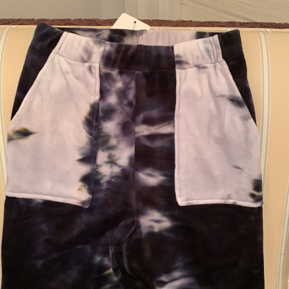 KIM SHUI VELVET LUXURY LOUNGE PANTS MADE IN ITALY PURPLE WASH TIE-DYE DESIGN S,L - Picture 10 of 16